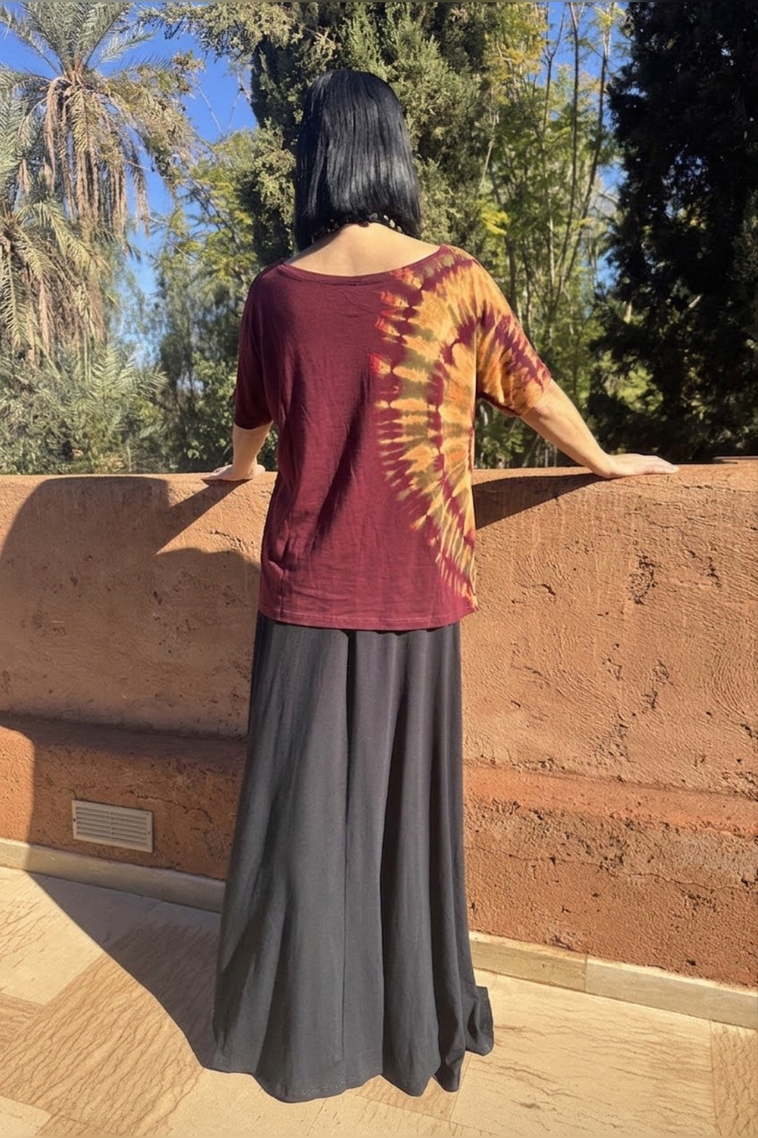 Kort ærmet tie dye bluse
