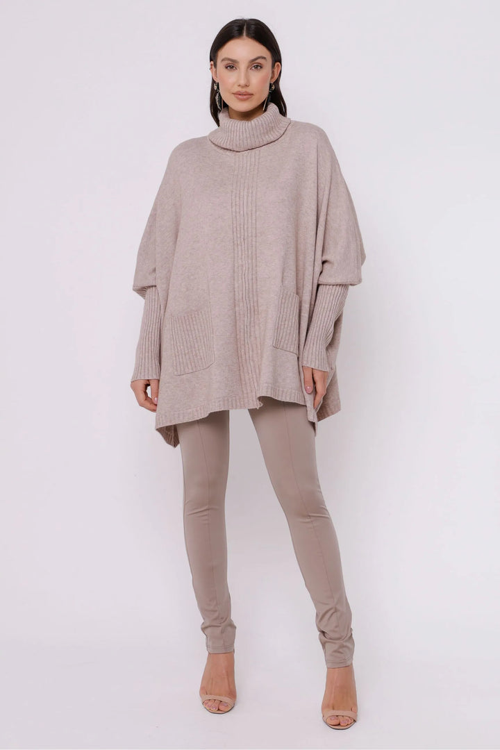Alba - Strickponcho Sand - Einheitsgröße