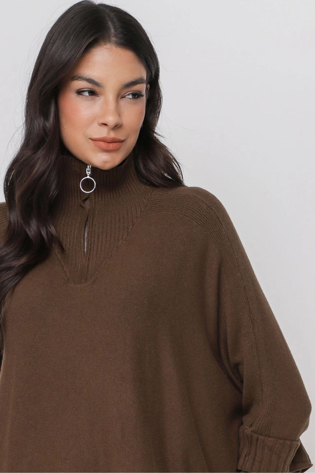 Sanna - Strickponcho braun - Einheitsgröße