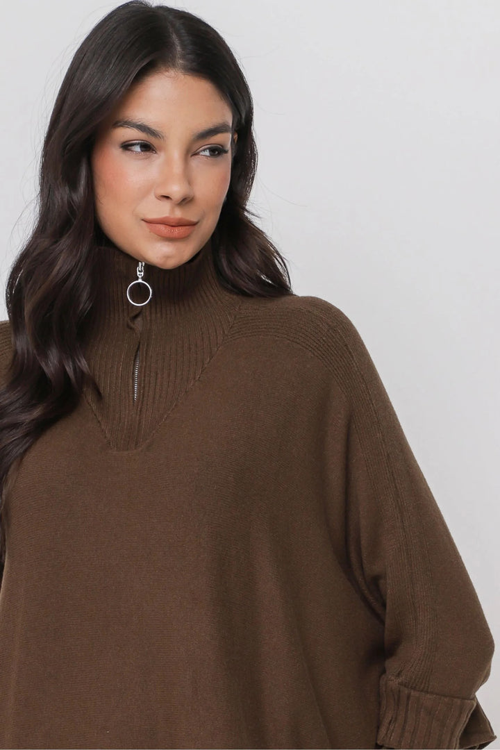 Sanna - Strickponcho braun - Einheitsgröße