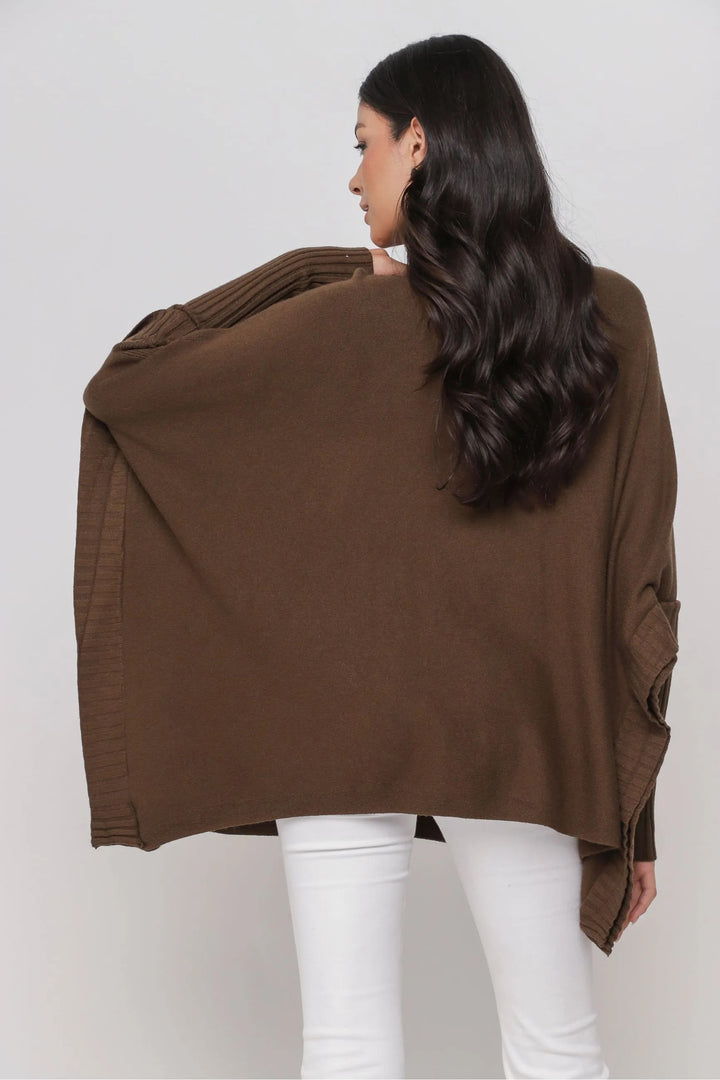 Sanna - Strickponcho braun - Einheitsgröße