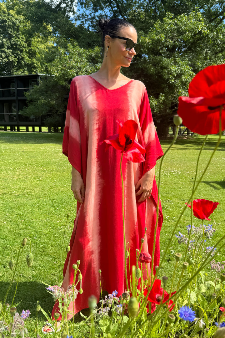 Kaftan Breeze - tie dye red &amp; rose - One Size