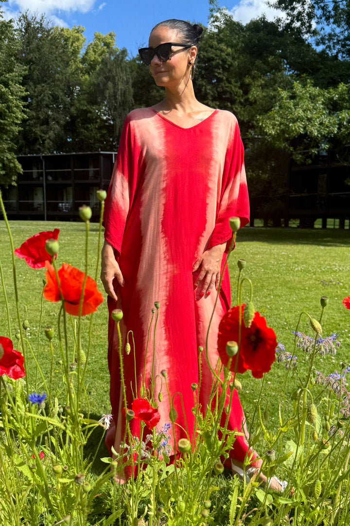 Kaftan Breeze - tie dye red &amp; rose - One Size