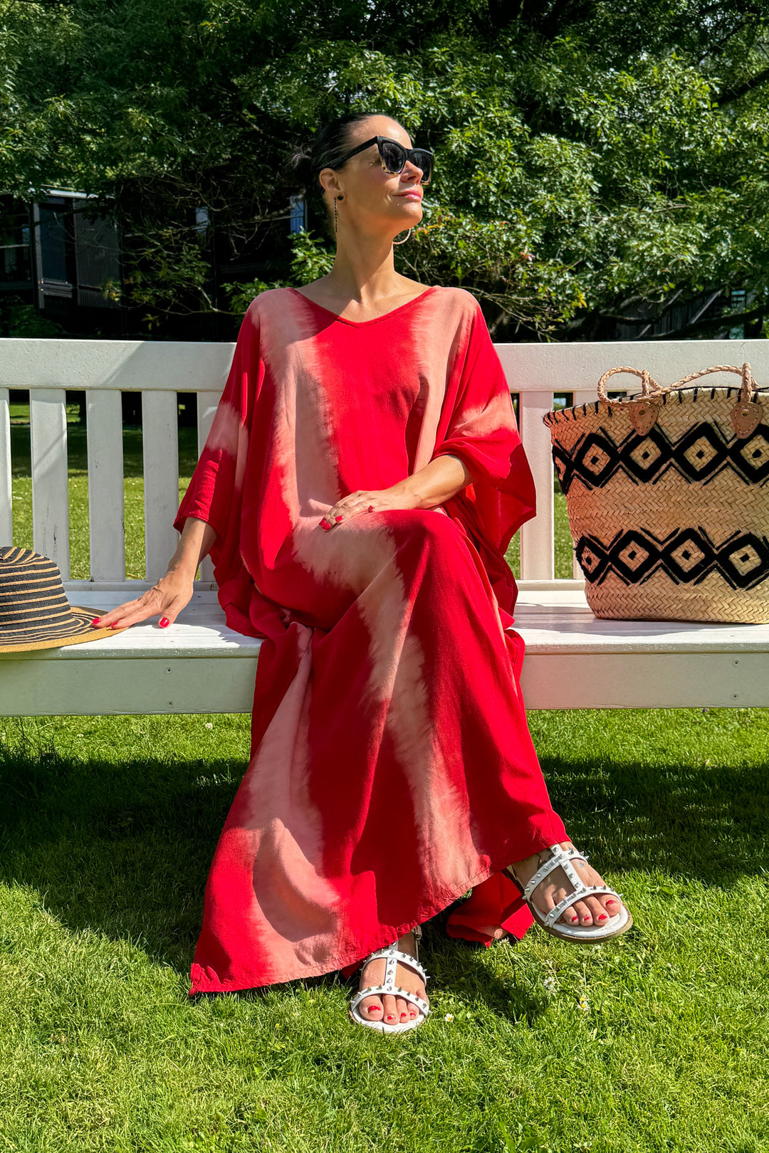Kaftan Breeze - tie dye red &amp; rose - One Size