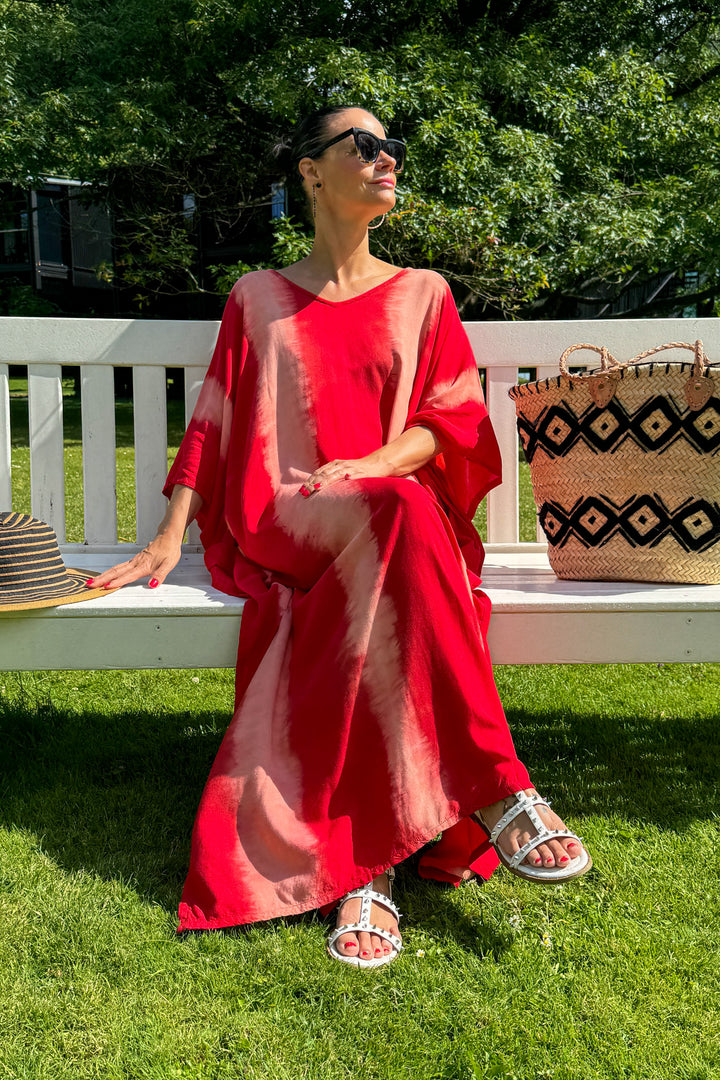 Kaftan Breeze - tie dye red &amp; rose - One Size