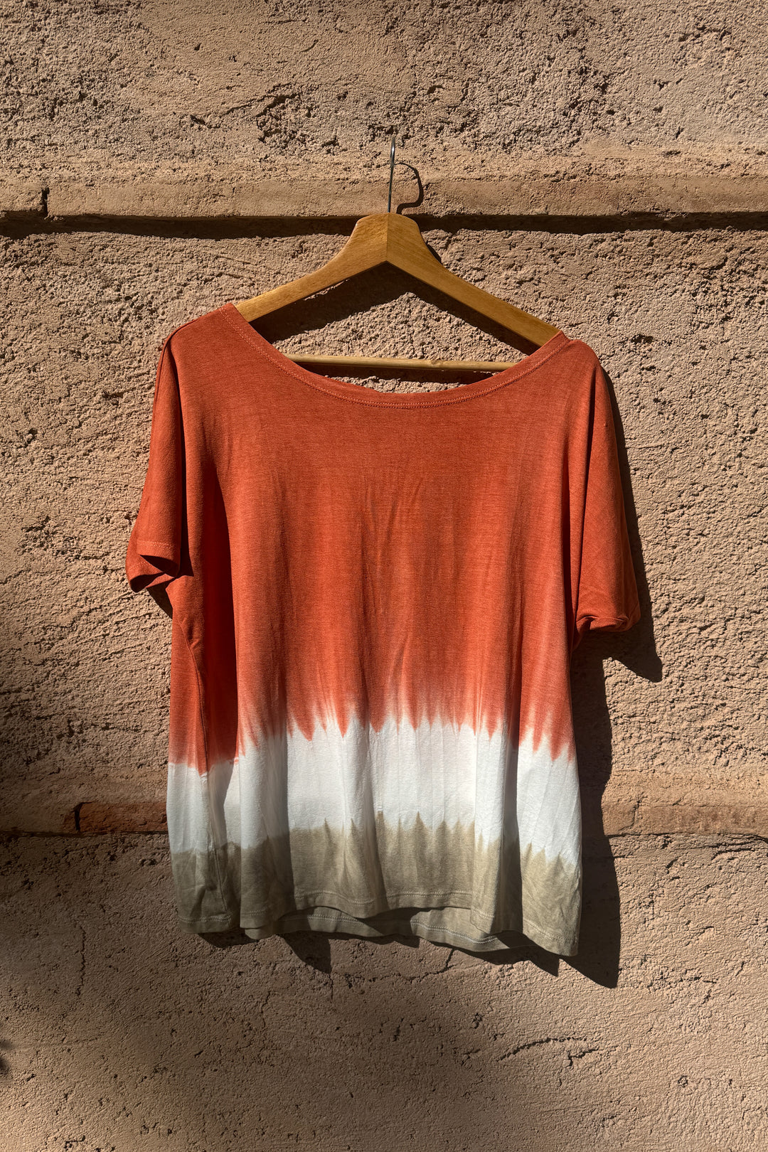 Kort ærmet tie dye bluse - Orange