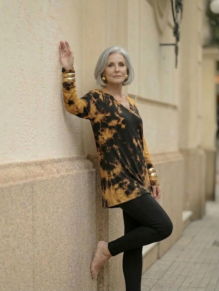 Niva Langærmet - Tie Dye Bluse - One Size