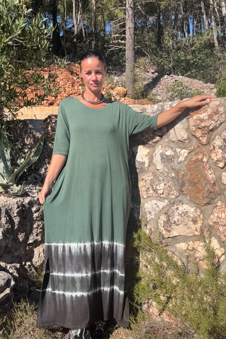 Olive Tie Dye Kjole