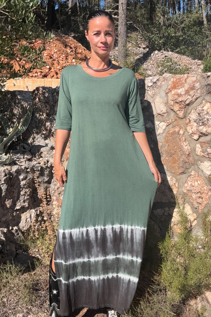 Olive Tie Dye Kjole