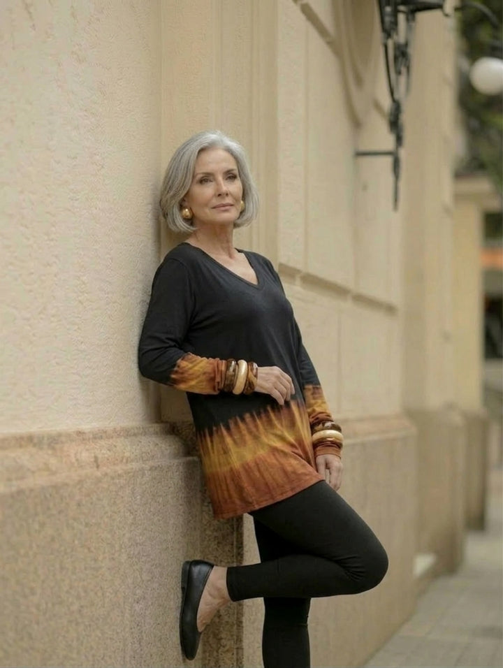 Siva - Langærmet Tie Dye Bluse - One Size