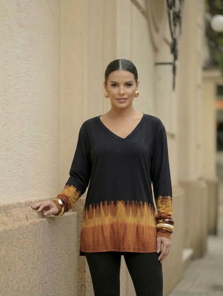 Siva - Langærmet Tie Dye Bluse - One Size