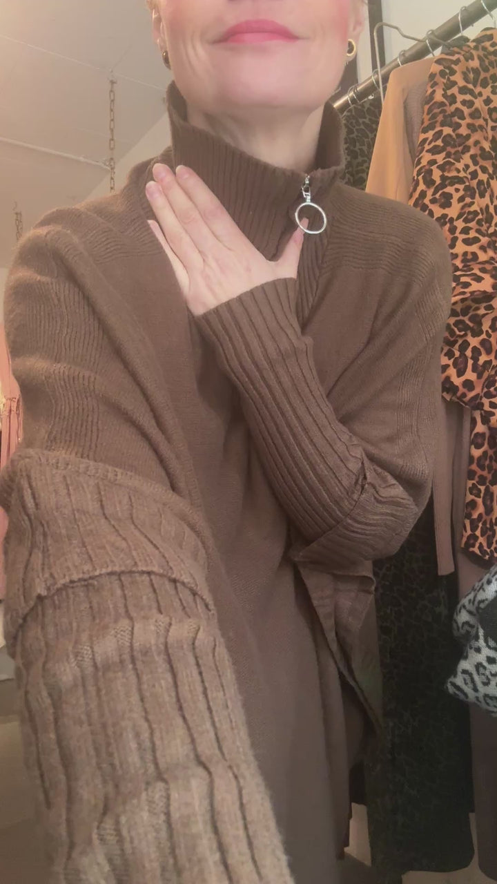 Sanna - Strickponcho braun - Einheitsgröße