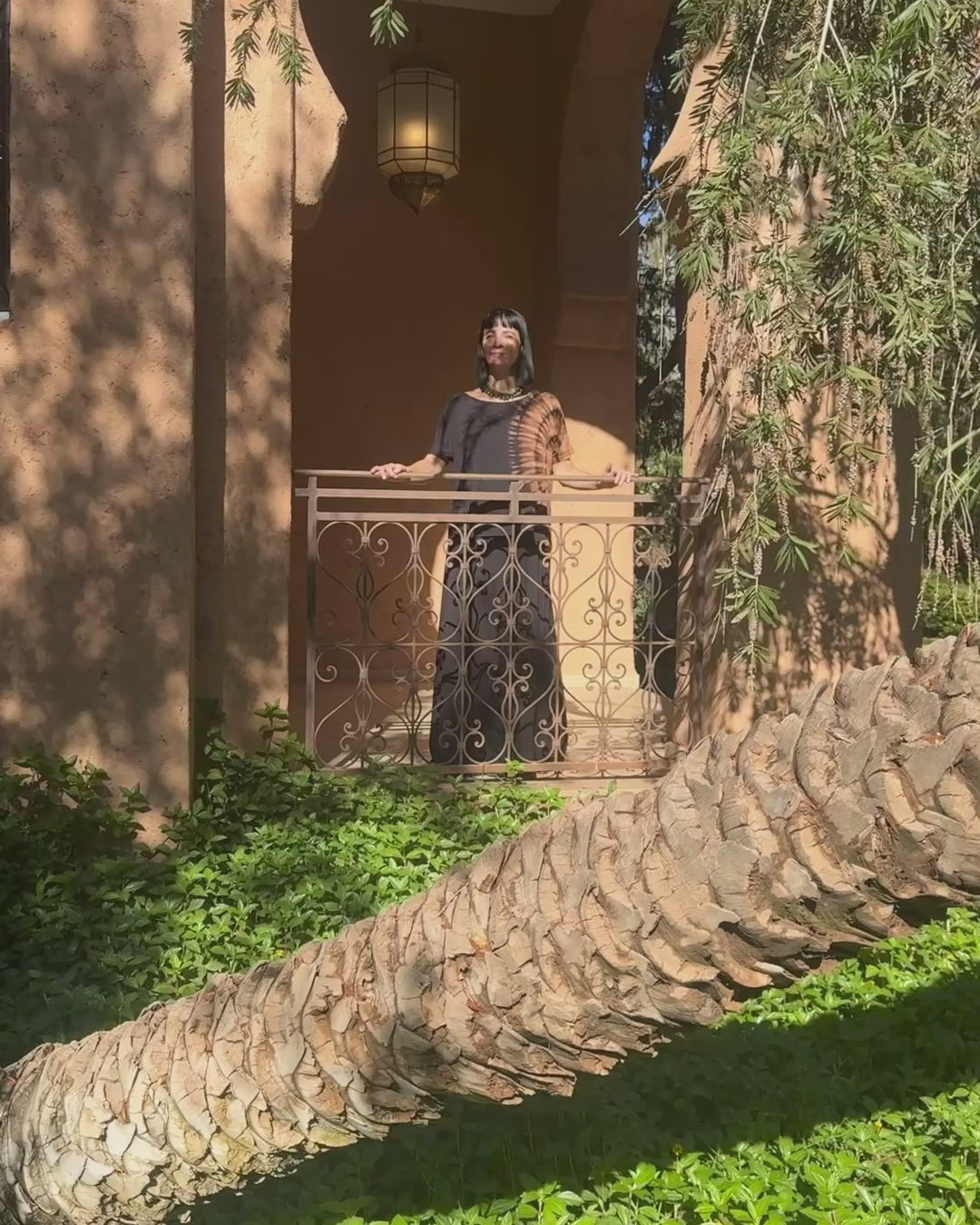 Kort ærmet tie dye bluse - Sort