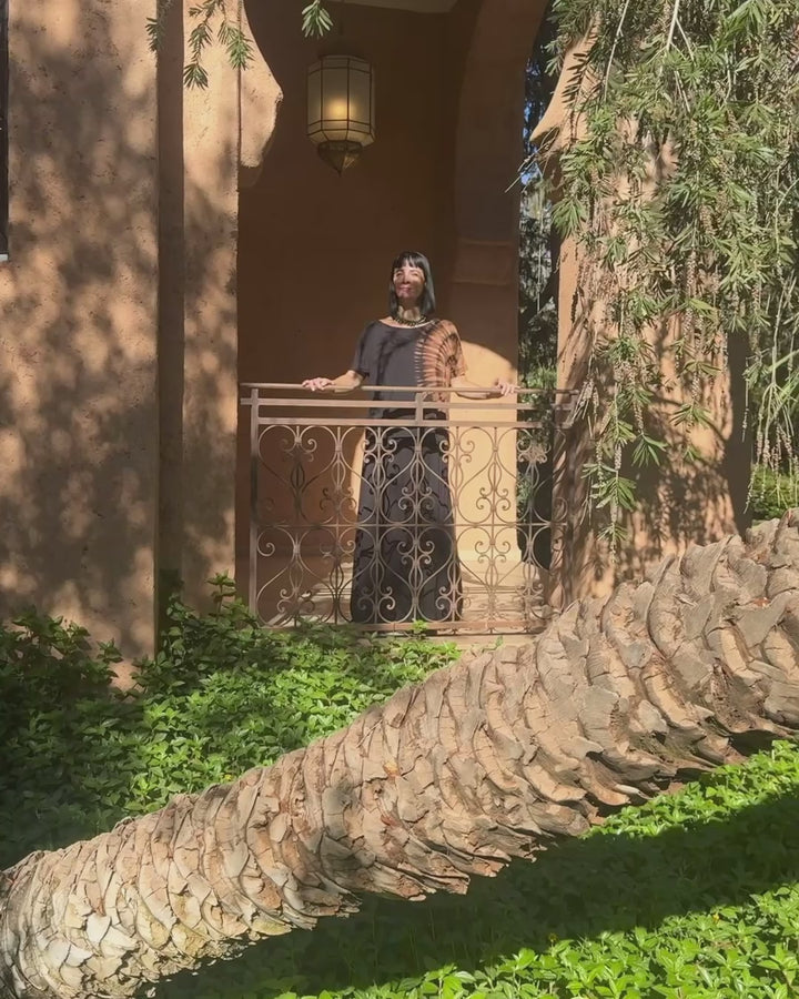 Kort ærmet tie dye bluse - Sort