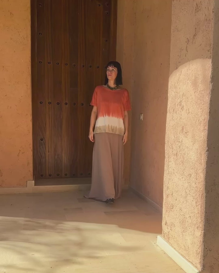 Kort ærmet tie dye bluse - Orange