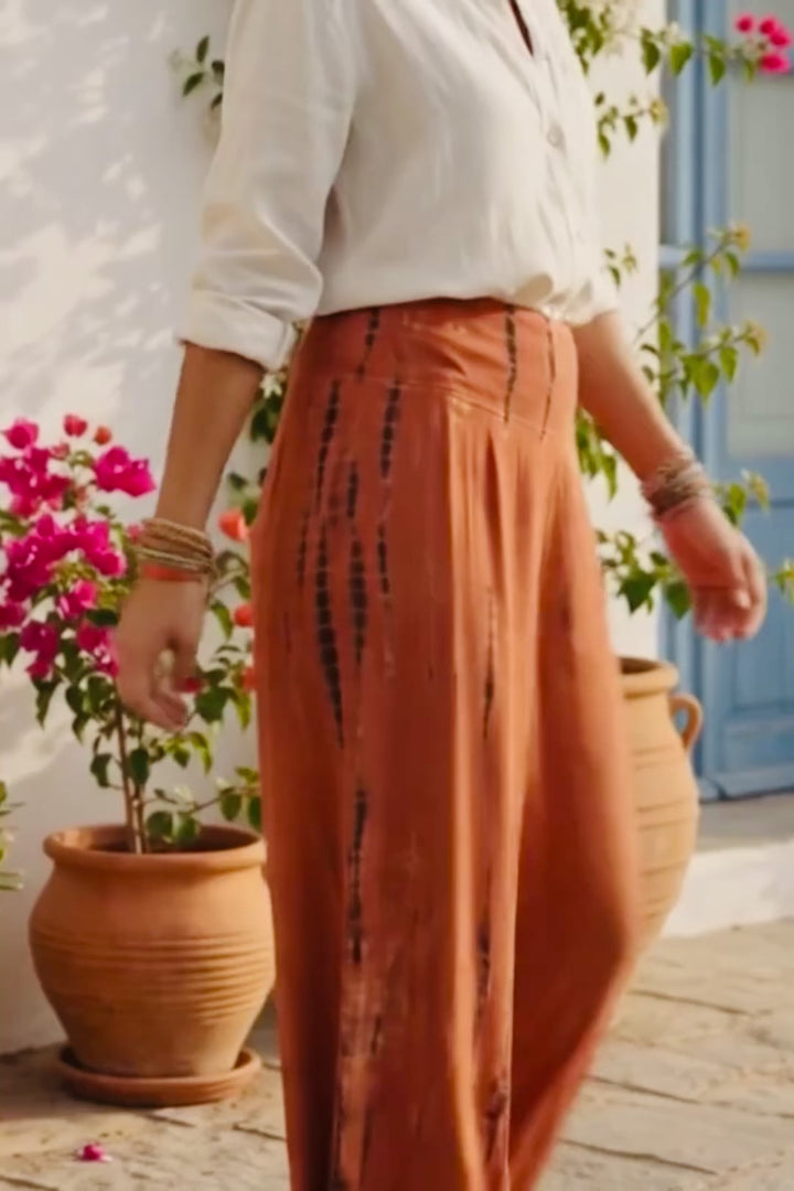 Terracotta Summer Wide-Leg Pants